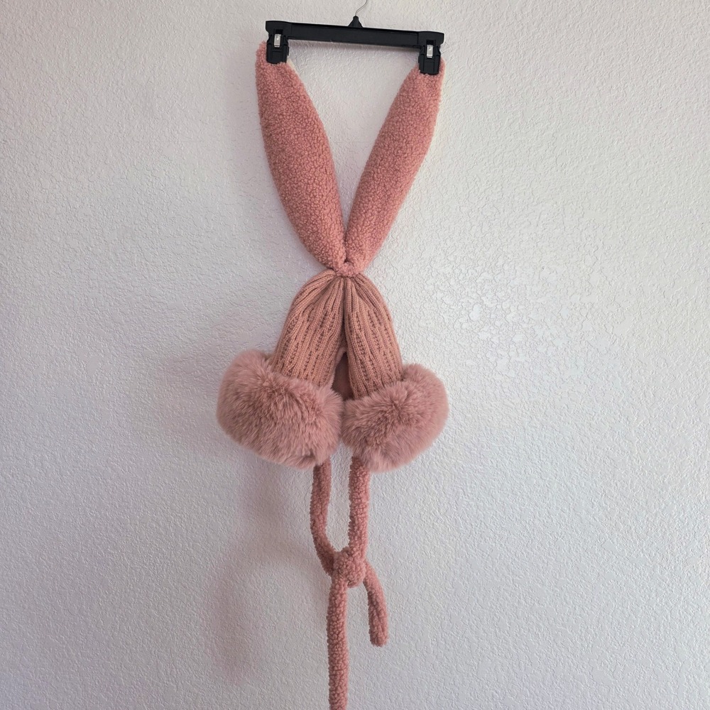 Pink Knit Beanie With Faux Fur Trim and‎ Bunny Ears - Picture 5 of 5